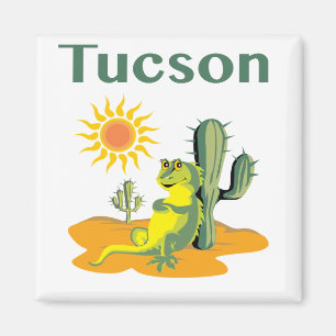Imã Tucson Arizona Lizard sob Saguaro