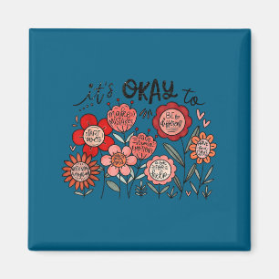 Imã Tudo bem com a saúde mental boho floral positivida