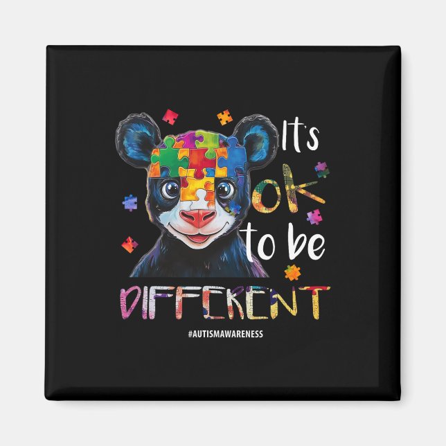 Imã Tudo Bem Ser Diferente - Panda de Conscientização  (Frente)
