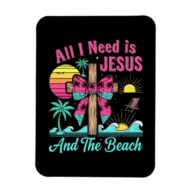 Ímã Tudo Que Preciso É Jesus E A Praia (Vertical)