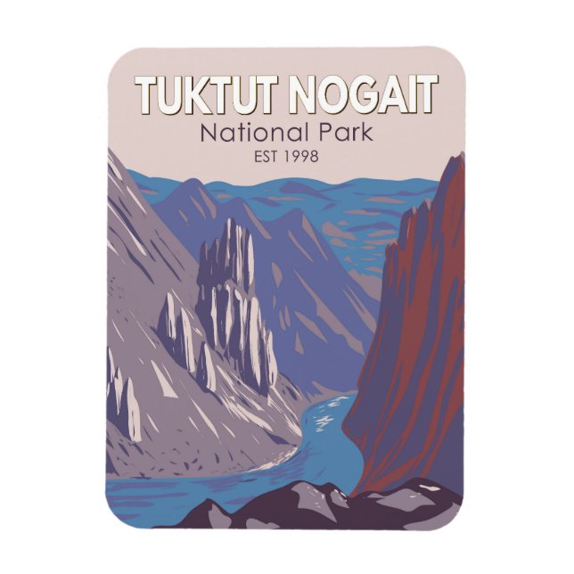Ímã Tuktut Nogait National Park Canadá Viagem Vintage (Vertical)