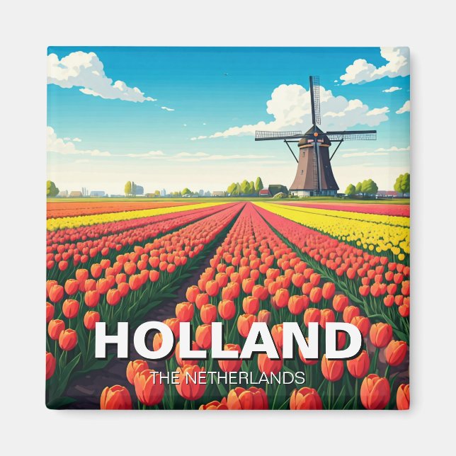 Imã Tulip Fields Windmill Holanda (Frente)