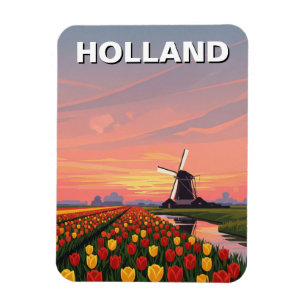 Ímã Tulip Fields Windmill Holanda