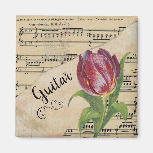 Imã Tulip Vintage Sheet Music (Frente)