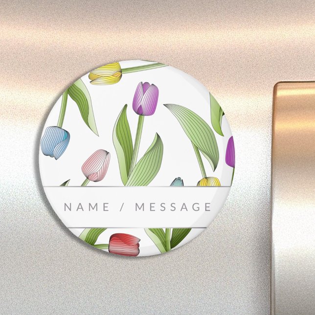 Imã Tulipa Floral Colorida Moderna Personalizada (Criador carregado)