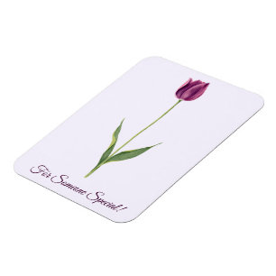 Ímã Tulipa Roxa Elegante Personalizada