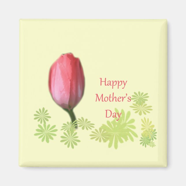 Imã tulipa vermelha, feliz dia das mães (Frente)