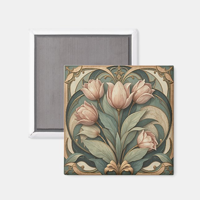 Imã Tulipas Art Nouveau (Front/Back)
