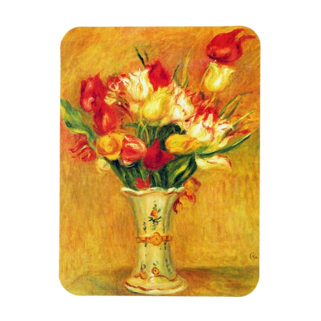 Ímã Tulipas de Pierre Renoir, Impressionismo Vintage A (Vertical)