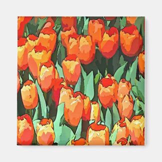 Imã Tulipas Laranja Retro