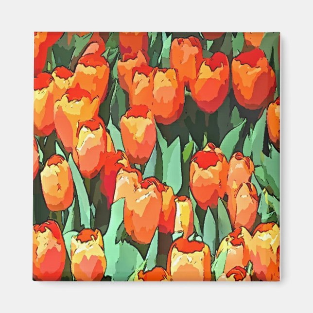 Imã Tulipas Laranja Retro (Frente)