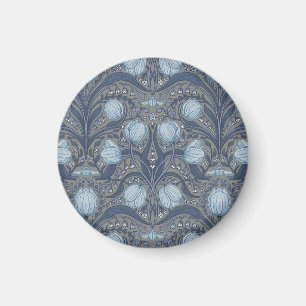 Imã Tulipas Retro Nouveau em azul e estanho
