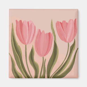 Imã Tulipas Rosa Bonito Painteramente