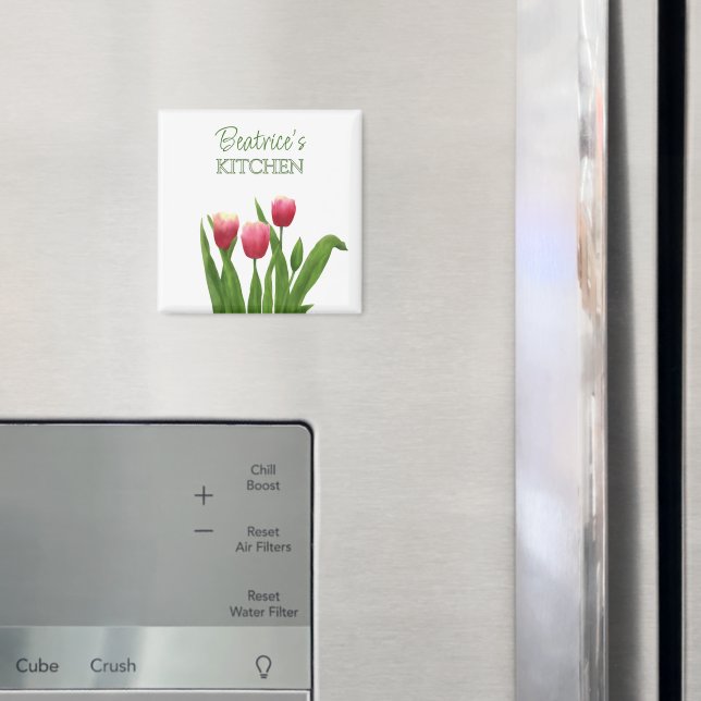 Imã Tulipas Vermelhas com Greenery (In Situ (Fridge))