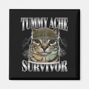 Imã Tummy Ache Survivor Engraçado Meme Sarcástico Cita