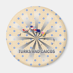 Imã Turcos e mapa 2,0 da bandeira de Caicos