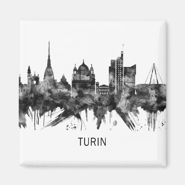 Imã Turim Itália Skyline BW (Frente)