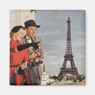 Imã Turistas Antigos na Torre Eiffel, Férias em Paris