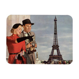 Ímã Turistas Antigos Viajaram na Torre Eiffel de Paris