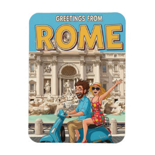 Ímã Turistas em Vespa em Roma Itália Cartão Postal