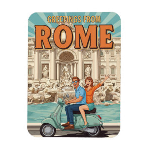 Ímã Turistas em Vespa em Roma Itália Cartão Postal