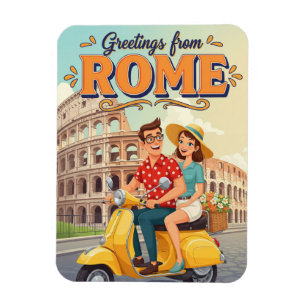 Ímã Turistas em Vespa em Roma Itália Cartão Postal