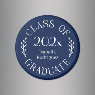 Imã Turma de 2026 Nome de Graduado Tipografia Azul Mar