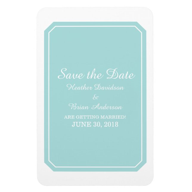 Ímã Turquesa Simplesmente Elegante Salve a Data (Vertical)