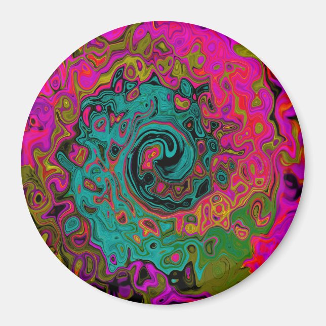 Imã Turquesa Trippy Abstrato Retro Líquido Redemoinho (Frente)
