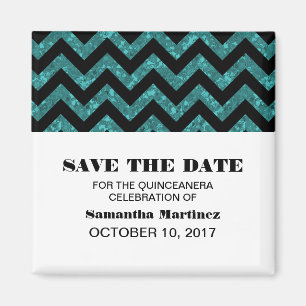 Imã Turquoise Chevron Glitter Quinceañera Magnet