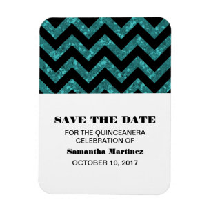 Ímã Turquoise Chevron Glitter Quinceañera Magnet