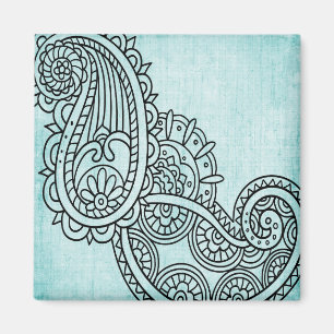 Imã Turquoise Mehndi Motif Magnet