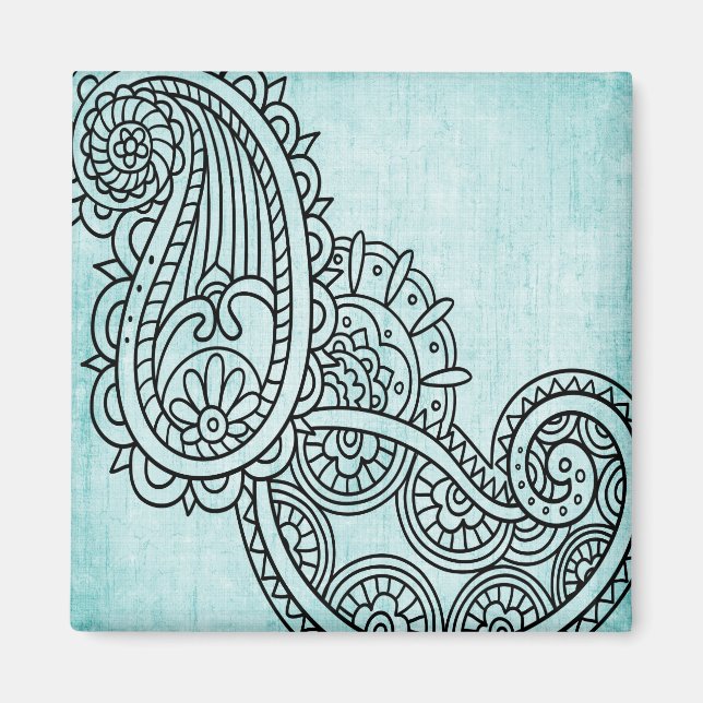 Imã Turquoise Mehndi Motif Magnet (Frente)