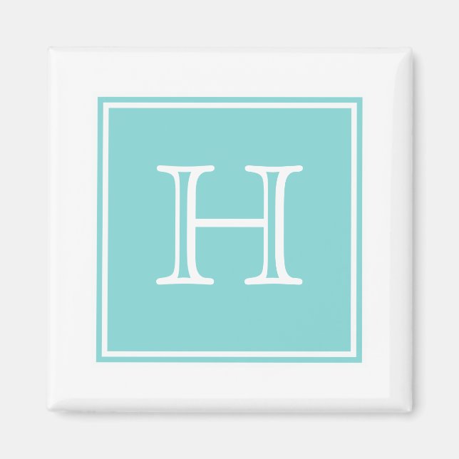 Imã Turquoise Square Monogram Magnet (Frente)