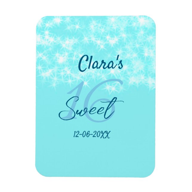 Ímã Turquoise teal agate doce 16 anos adicione nome da (Vertical)