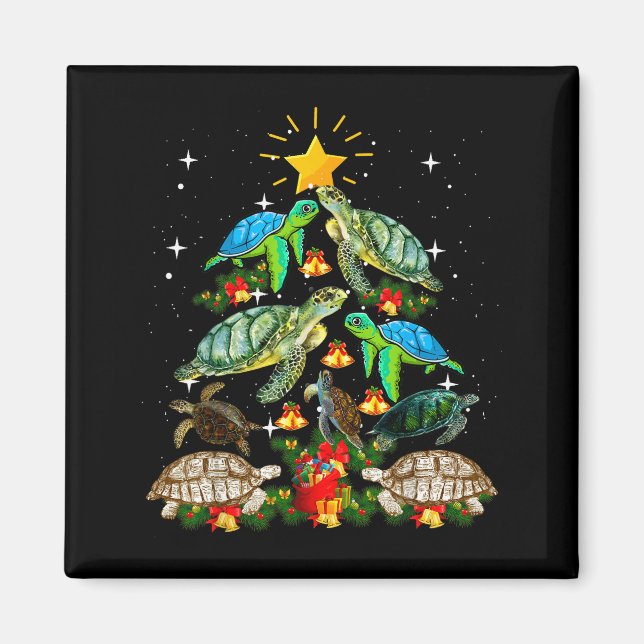 Imã Turtle Christmas Tree Shirt  (Frente)