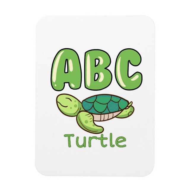 Ímã Turtle Lover Alphabet ABC - Letra Turtle (Vertical)