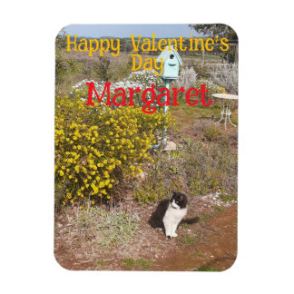 Ímã Tuxedo Cat Cute Red Yellow Valentines Wifes Name