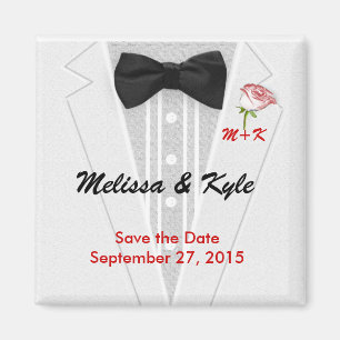 Imã Tuxedo Monograma com Rosa