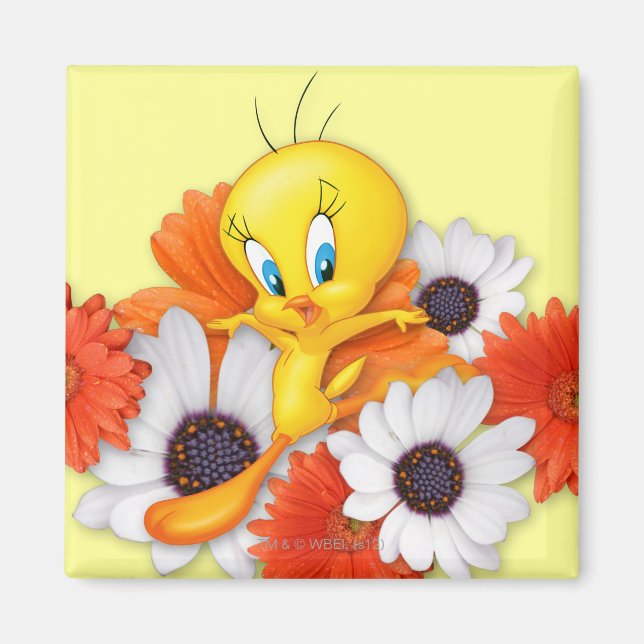 Imã Tweety com margaridas (Frente)
