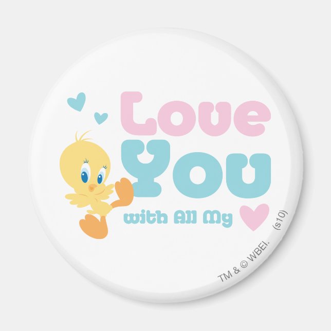 Imã TWEETY™ "Eu Te Amo de Todo o Coração" (Frente)