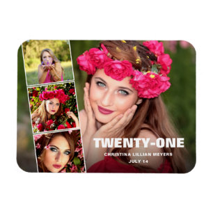 Ímã Twenty-First Happy Birthday 4 Photo Collage