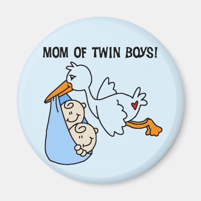 Imã Twin Boys, Camisetas e presentes da mamãe-Stork (Frente)