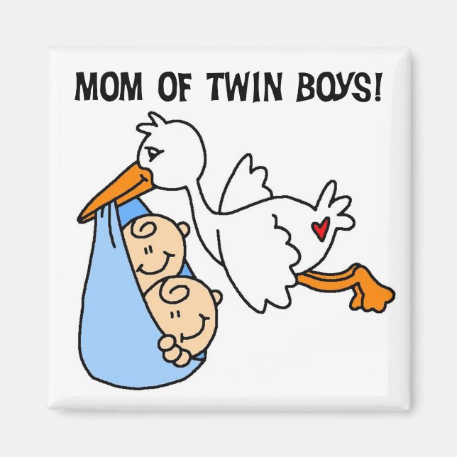 Imã Twin Boys, Camisetas e presentes da mamãe-Stork (Frente)