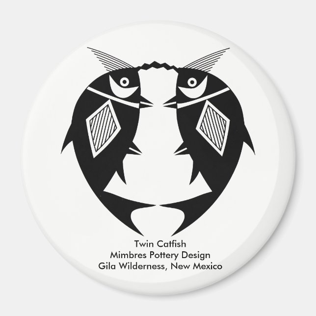Imã Twin Catfish, Design de Mimbres Pottery (Frente)