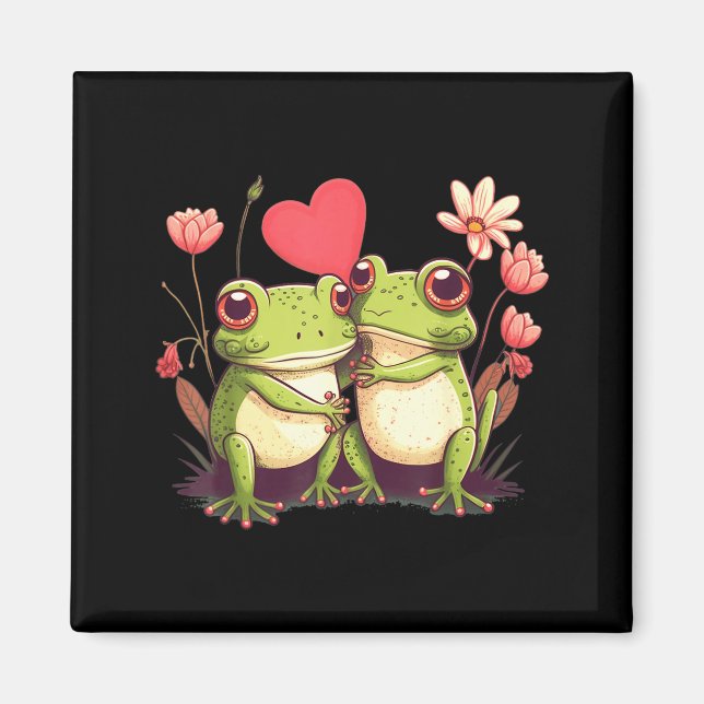Imã Two Frogs Valentines Day Love On Couple Frog  (Frente)
