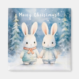 Imã Two rabbits in the Christmas forest