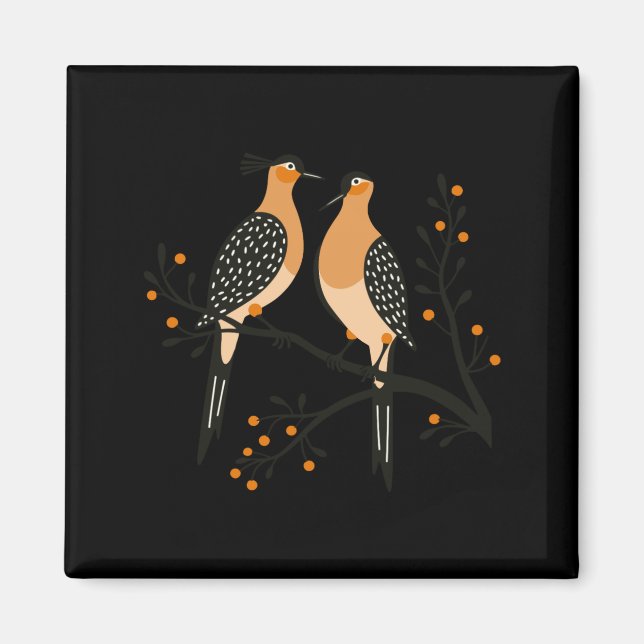 Imã Two Turtle Doves Cut Out Stencil Retro Style 7 Bab (Frente)