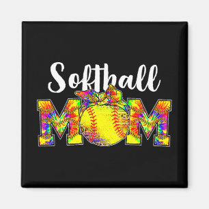 Imã Tye Softball Mãe Tee Softball Game Day Vibes Mothe