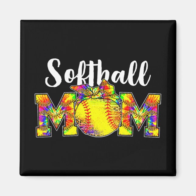 Imã Tye Softball Mãe Tee Softball Game Day Vibes Mothe (Frente)